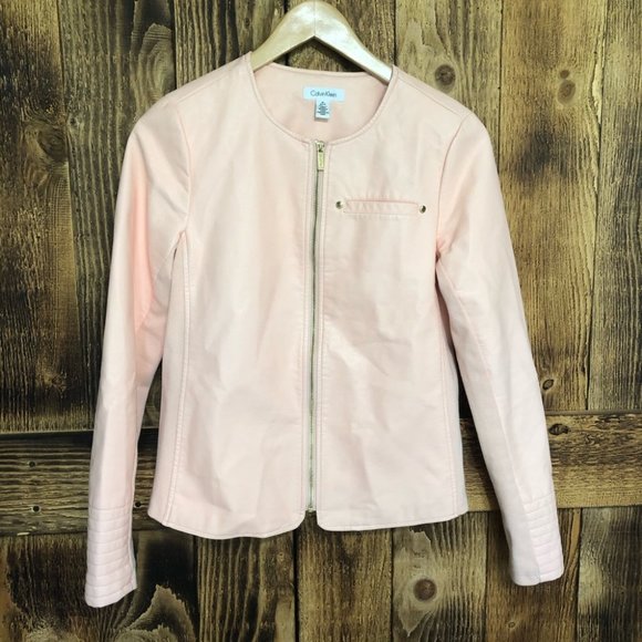 Calvin Klein Jackets & Blazers - Calvin Klein Leather Zip Up Moto Jacket Peach - S